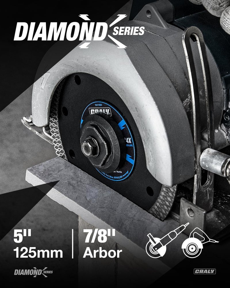 CRALY 5 Inch Super Thin Diamond Blade, 7/8 in Arbor, 5'' Diamond Tile Blade for Angle Grinder & Tile Saw, Diamond Cutting Wheel for Cutting Ceramic, Tile, Marble, Granite, Brick, Porcelain, 5PC - Image 2
